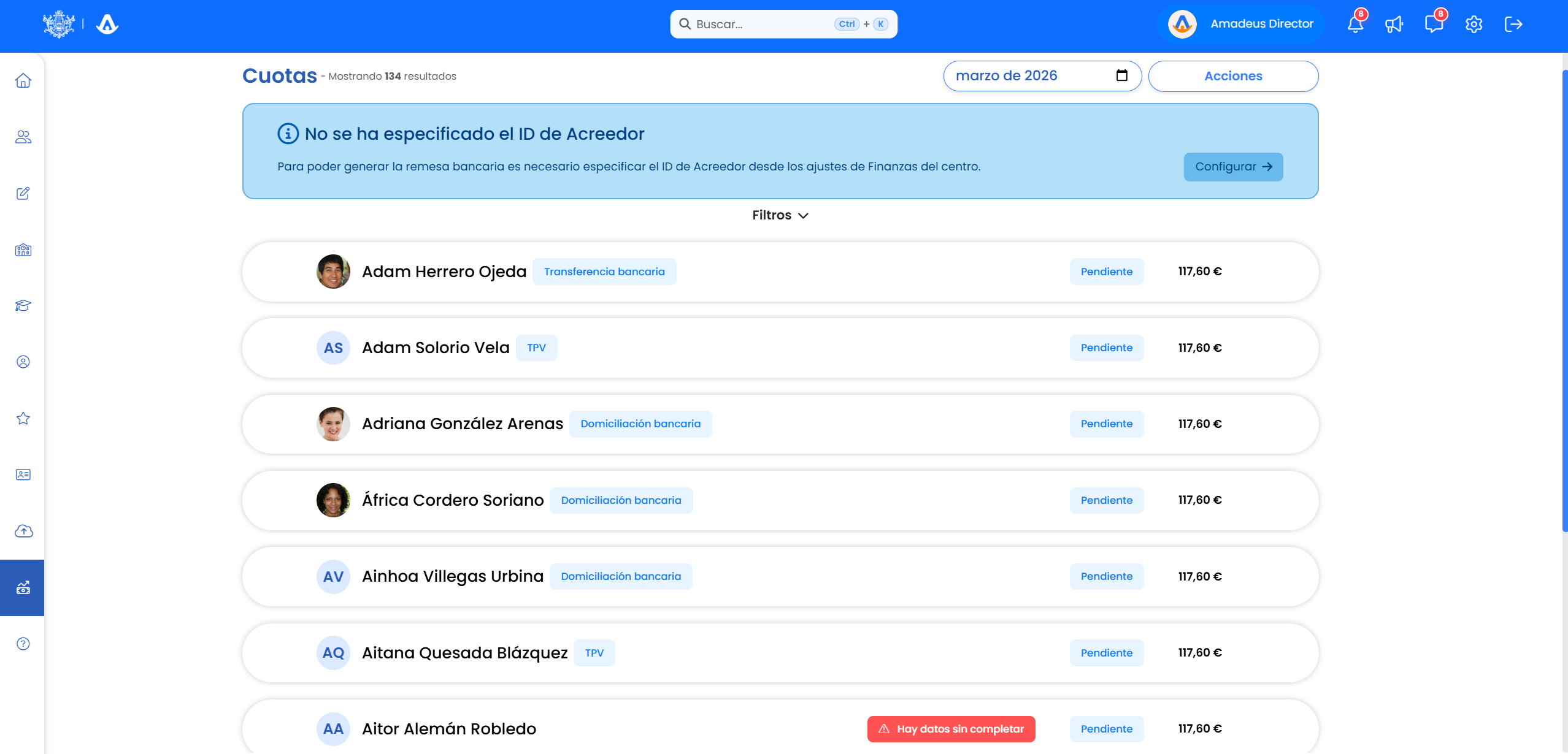 Generación automática de recibos mensuales en Amadeus para escuelas de música